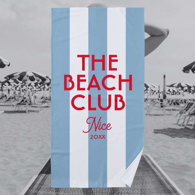 The Beach Club French Red Blue Cabana Stripe Towel (Creator Uploaded)
