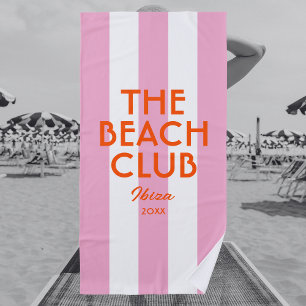 The Beach Club Ibiza Pink Cabana Stripe Beach Towel