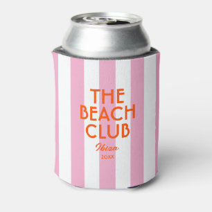 The Beach Club Ibiza Pink Cabana Stripe Can Cooler