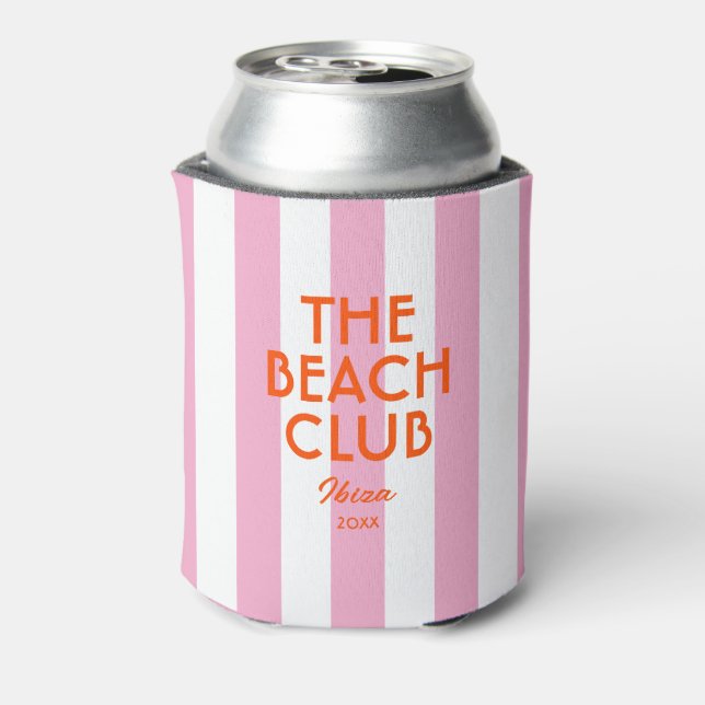 The Beach Club Ibiza Pink Cabana Stripe Can Cooler (Can Back)