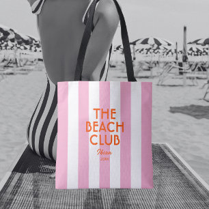 The Beach Club Ibiza Pink Cabana Stripe Tote Bag