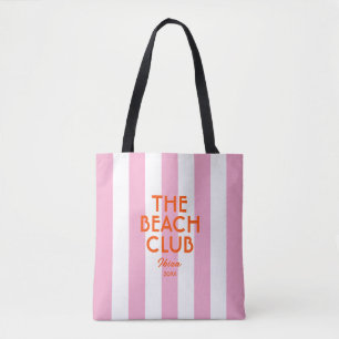 The Beach Club Ibiza Pink Cabana Stripe Tote Bag
