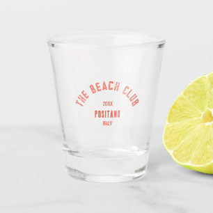 The Beach Club Red Orange Crest Shot Glass