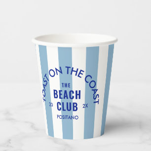 The Beach Club Toast On The Coast Blue Stripe Paper Cups