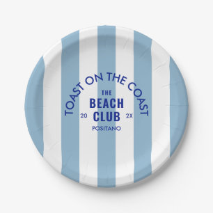 The Beach Club Toast On The Coast Blue Stripe Paper Plate