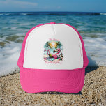 The Beach Fixes Everything' Flamingo Beach Trucker Hat<br><div class="desc">Step into the sunny vibes with our delightful 'The Beach Fixes Everything' Flamingo Beach Hat! 🌴☀️ Picture this: a charmingly dapper flamingo, decked out in his tropical bathing trunk, lounging on a sandy beach, complete with a blue and white striped beach blanket nestled between two palm trees. With sunglasses shielding...</div>