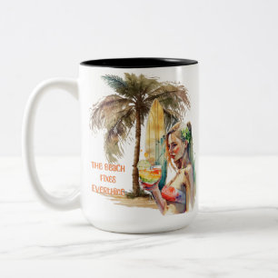 The Beach Fixes Everything Two-Tone Coffee Mug