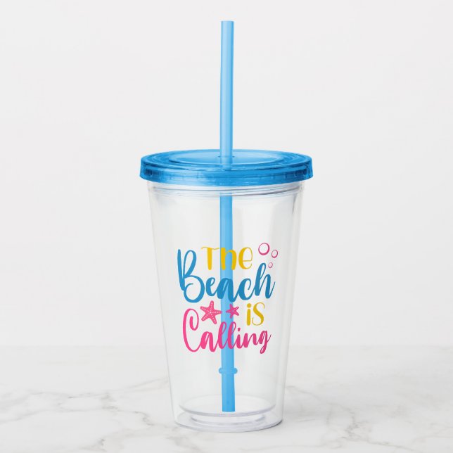The Beach Is Calling Acrylic Tumbler (Front)