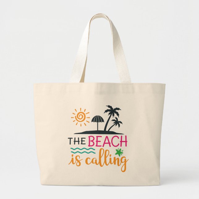 The Beach Is Calling Large Tote Bag (Front)