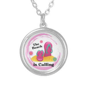 the beach is calling silver plated necklace
