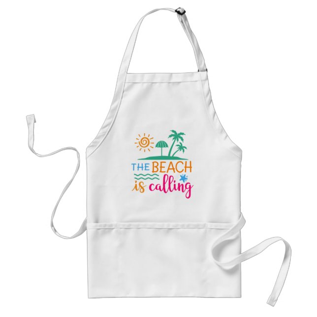 The Beach Is Calling Summer Quote Standard Apron (Front)