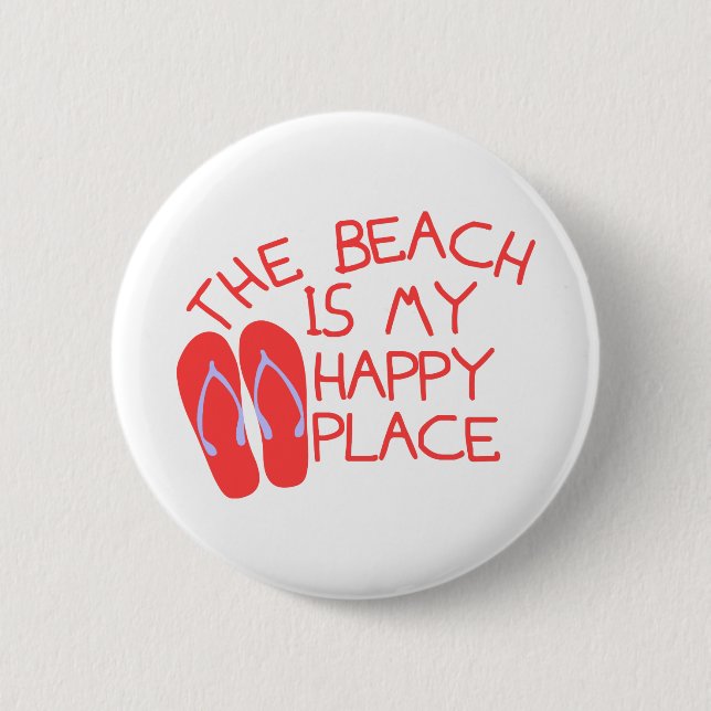 The Beach Is My Happy Place 6 Cm Round Badge (Front)