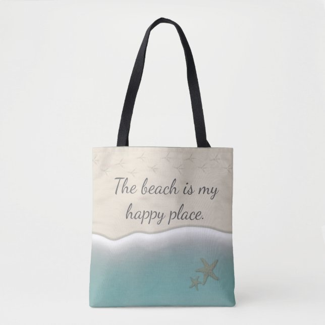 The Beach is my Happy Place-Beach Bag-Tote Tote Bag (Front)