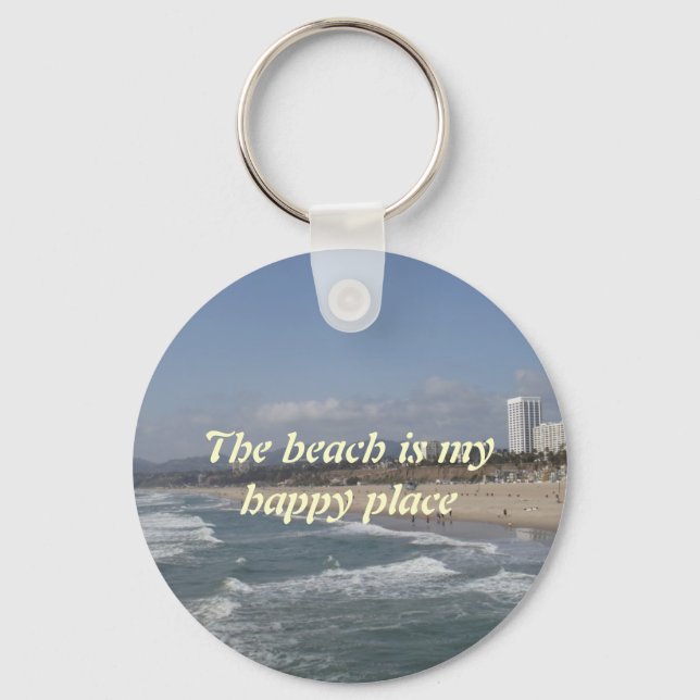 The beach is my happy place key ring (Front)