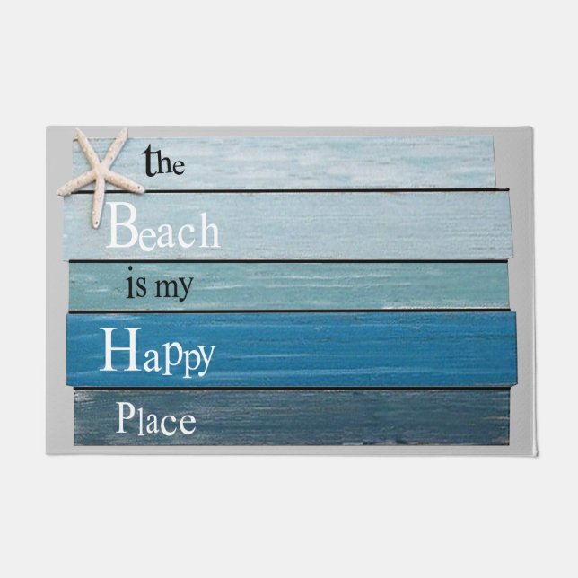 The Beach Is My Happy Place Mat, Beach House Doormat (Front)