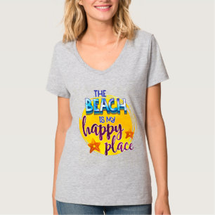 The Beach Is My Happy Place Quote Ocean Summer Fun T-Shirt