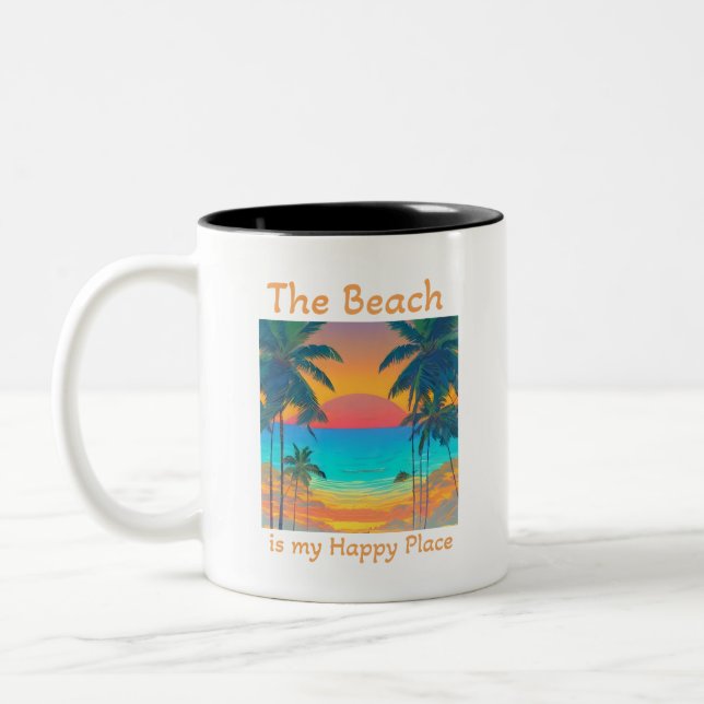 The Beach is my Happy Place Two-Tone Coffee Mug (Left)