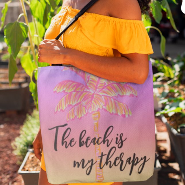 The Beach is My Therapy Orange Tropical Palm Tree Crossbody Bag (Cheaper than a psychiatrist!)