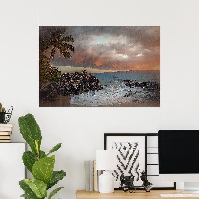 The Beach. Painting Oil Landscape Poster (Home Office)