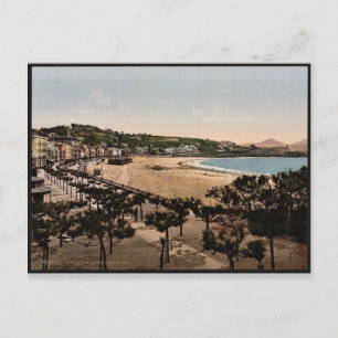 The beach, San Sebastian, Spain vintage Photochrom Postcard