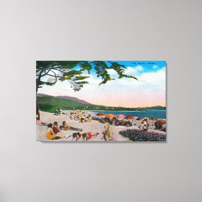 The Beach Scene at Carmel, California Canvas Print (Front)