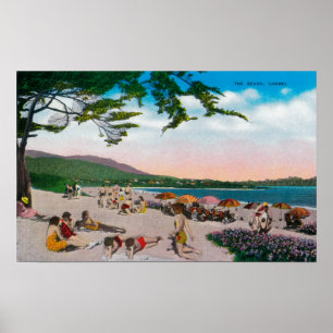 The Beach Scene at Carmel, California Poster
