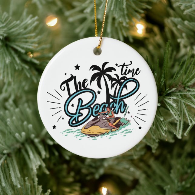The Beach Time, Surfing On Beach Ceramic Tree Decoration (Tree)