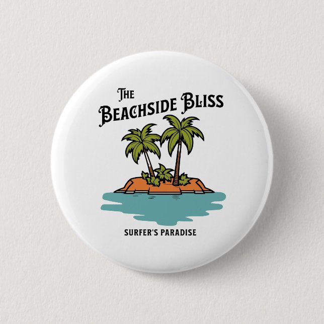 The beachside bliss 6 cm round badge (Front)