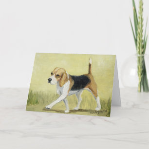 "The Beagle Strut" Dog Art Greeting Card