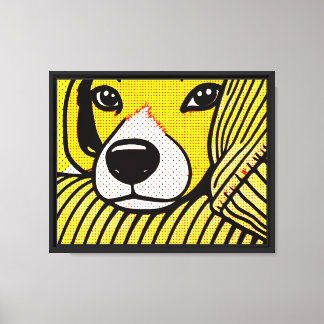 The beagle's head rested on the armrest. canvas print