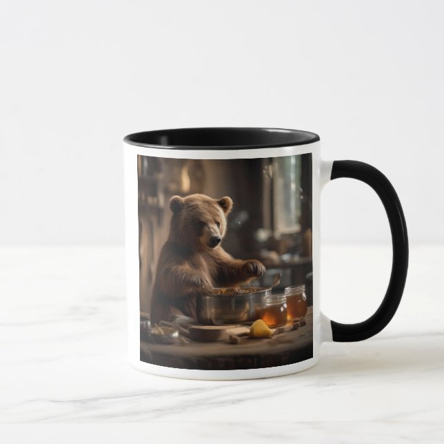 The bear cooks in its pans. mug (Right)