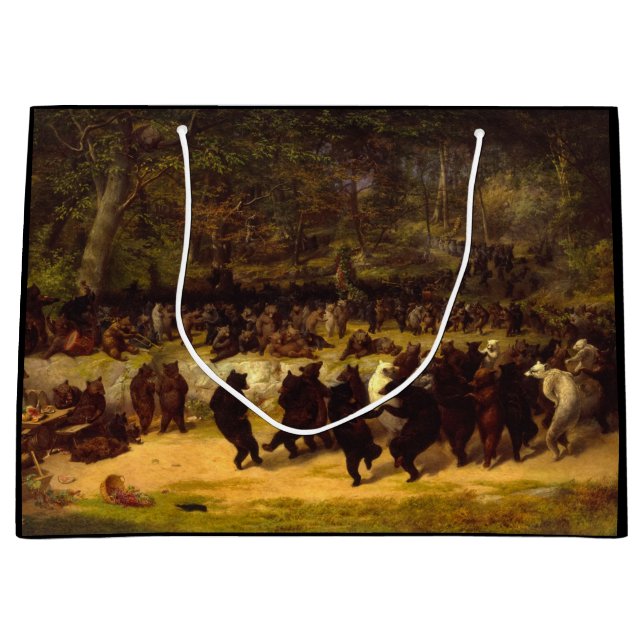 The Bear Dance, 1870 by William Holbrook Beard Large Gift Bag (Front)