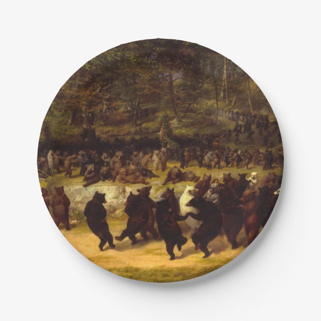 The Bear Dance, 1870 by William Holbrook Beard Paper Plate (Front)