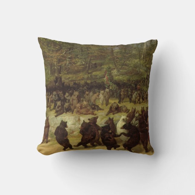 The Bear Dance Painting - William Holbrook Beard Cushion (Front)