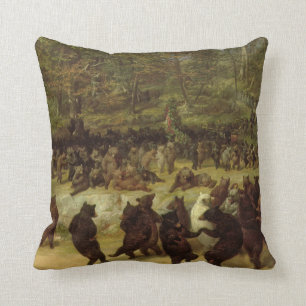 The Bear Dance Painting - William Holbrook Beard Cushion