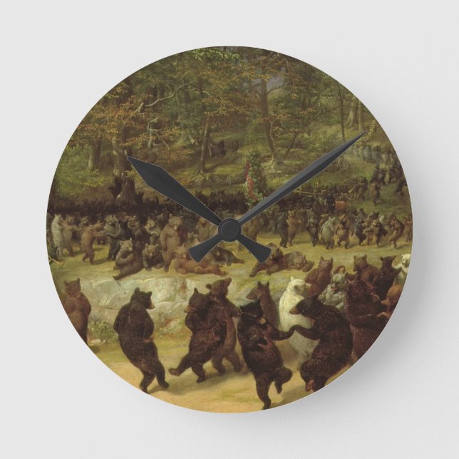 The Bear Dance Painting - William Holbrook Beard Round Clock (Front)