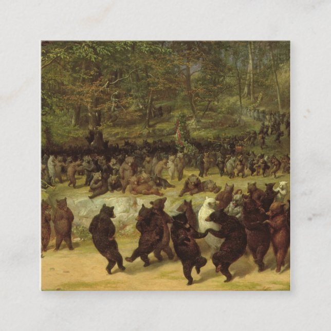 The Bear Dance Painting - William Holbrook Beard Square Business Card (Front)