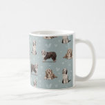 The Bearded Collie Dog Coffee Mug<br><div class="desc">Bearded Collies in a repeat pattern design on a blue background</div>