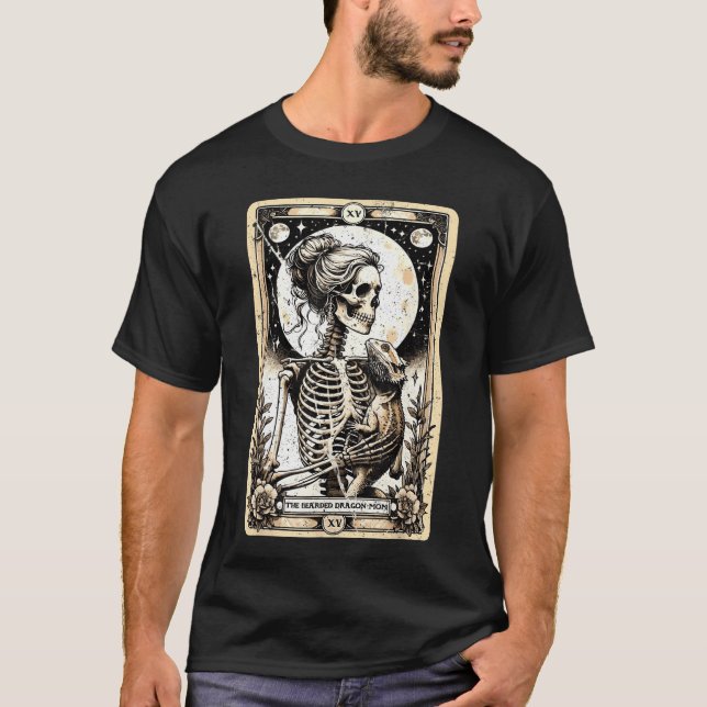 The Bearded Dragon Mom Skeletonarot Card Art Beard T-Shirt (Front)