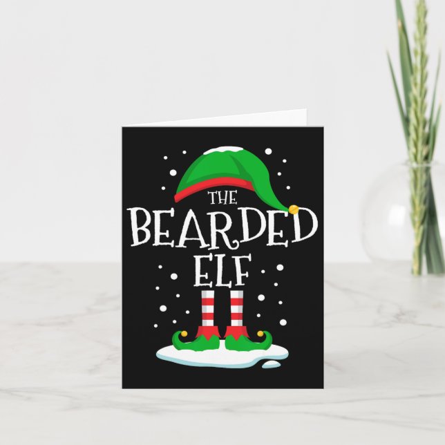 The Bearded Elf Christmas Family Matching Xmas Bea Card (Front)