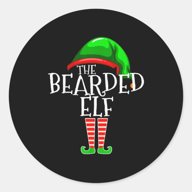 The Bearded Elf Family Matching Group Christmas Be Classic Round Sticker (Front)