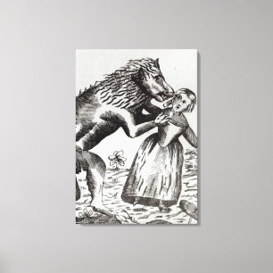 The Beast of Gevaudan Attacking a Young Girl Canvas Print