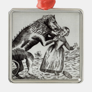 The Beast of Gevaudan Attacking a Young Girl Metal Tree Decoration