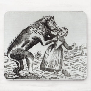 The Beast of Gevaudan Attacking a Young Girl Mouse Mat