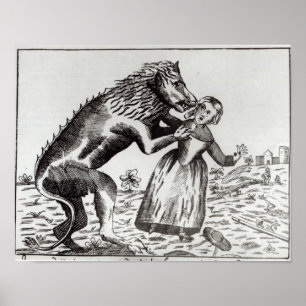 The Beast of Gevaudan Attacking a Young Girl Poster