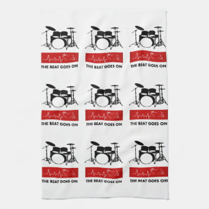 The Beat Goes On - A Drummer's Heart Tea Towel