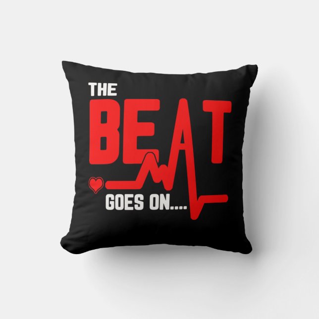 The Beat Goes On Heart Surgery Survivor Heartbeat Cushion (Front)