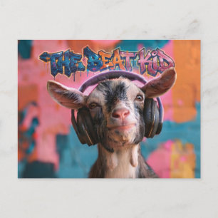 The Beat Kid - Cool Goat DJ with Headphones Postcard