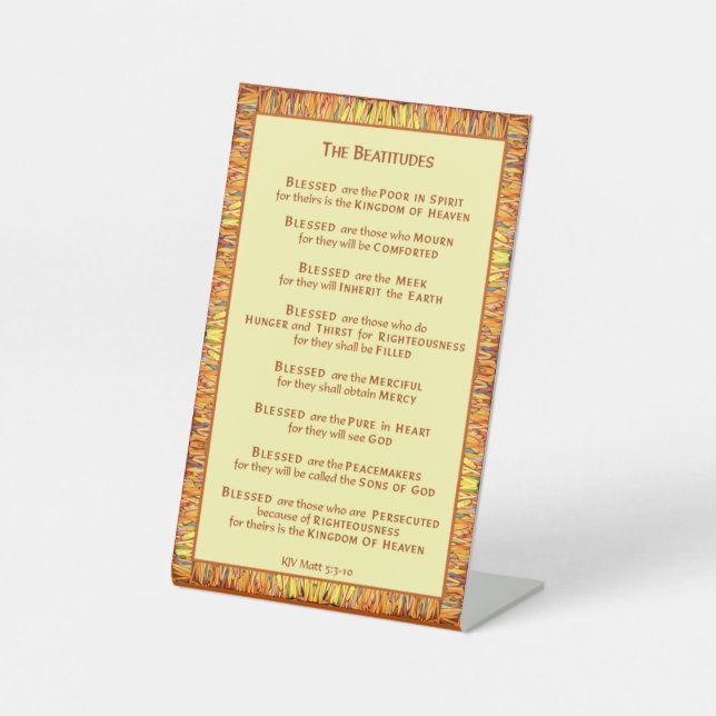 The Beatitudes from Jesus' Sermon on the Mount Pedestal Sign (Front)
