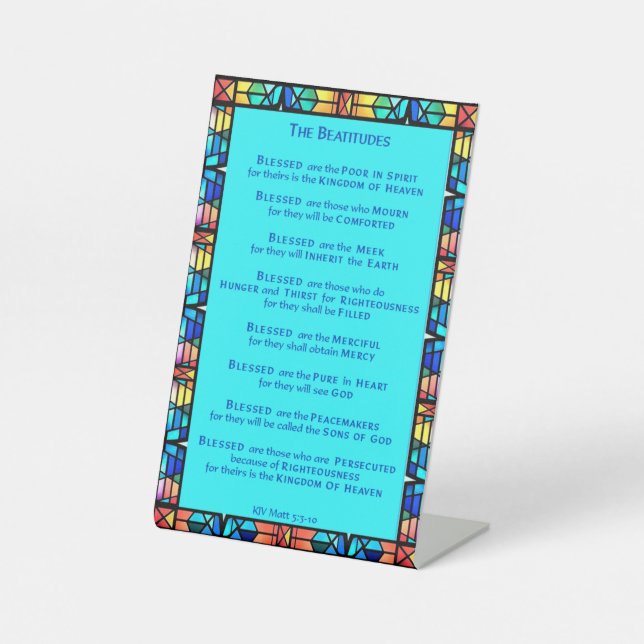 The Beatitudes from Jesus' Sermon on the Mount Pedestal Sign (Front)
